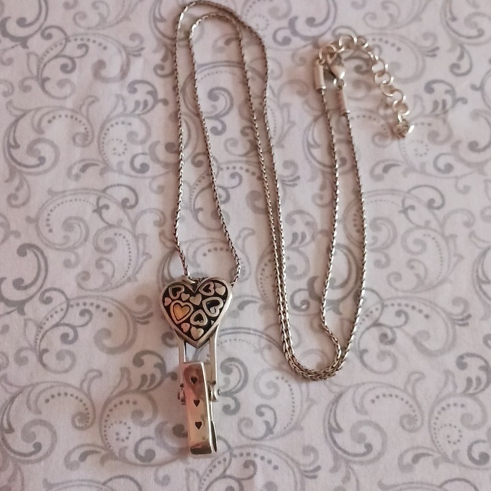 Brighton Floating Heart Badge Clip Necklace